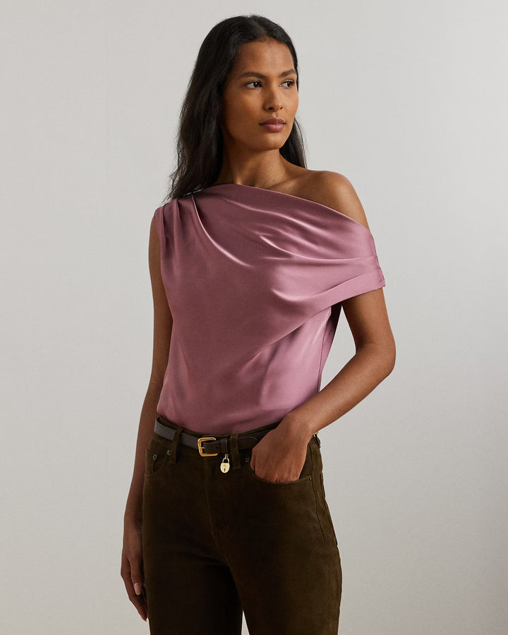Ralph Lauren Satin Charmeuse Off-the-Shoulder Blouse