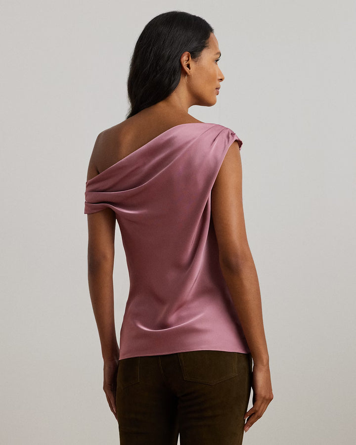 Ralph Lauren Satin Charmeuse Off-the-Shoulder Blouse
