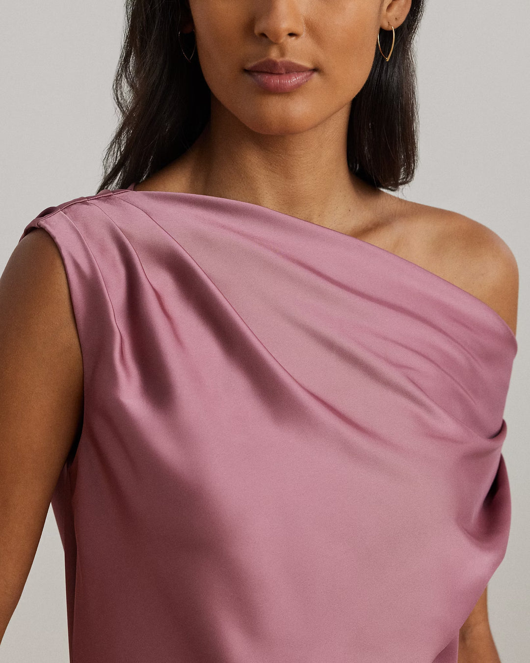 Ralph Lauren Satin Charmeuse Off-the-Shoulder Blouse