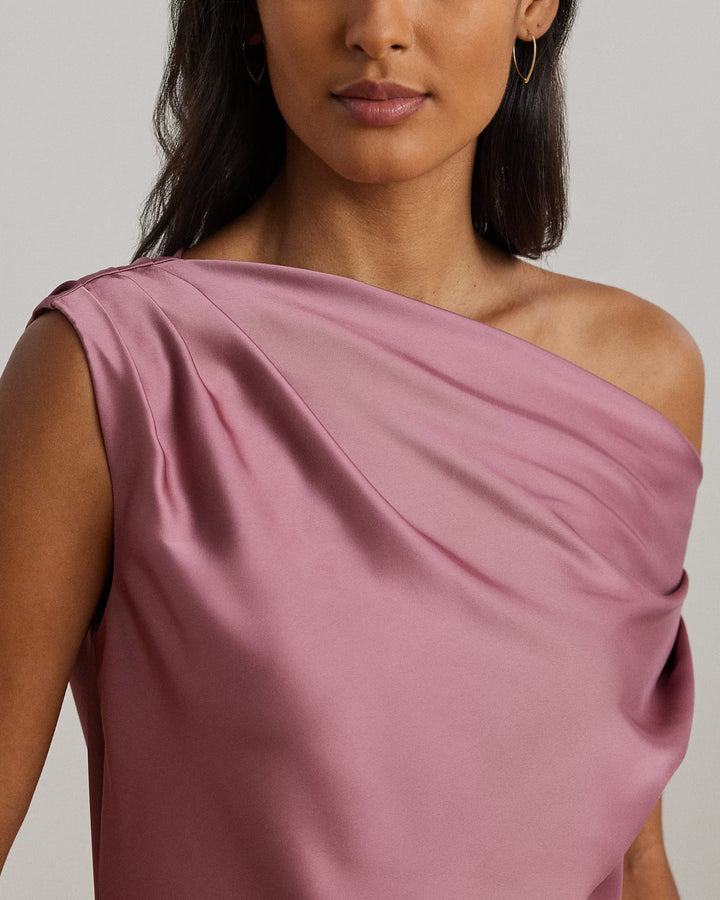 Ralph Lauren Satin Charmeuse Off-the-Shoulder Blouse