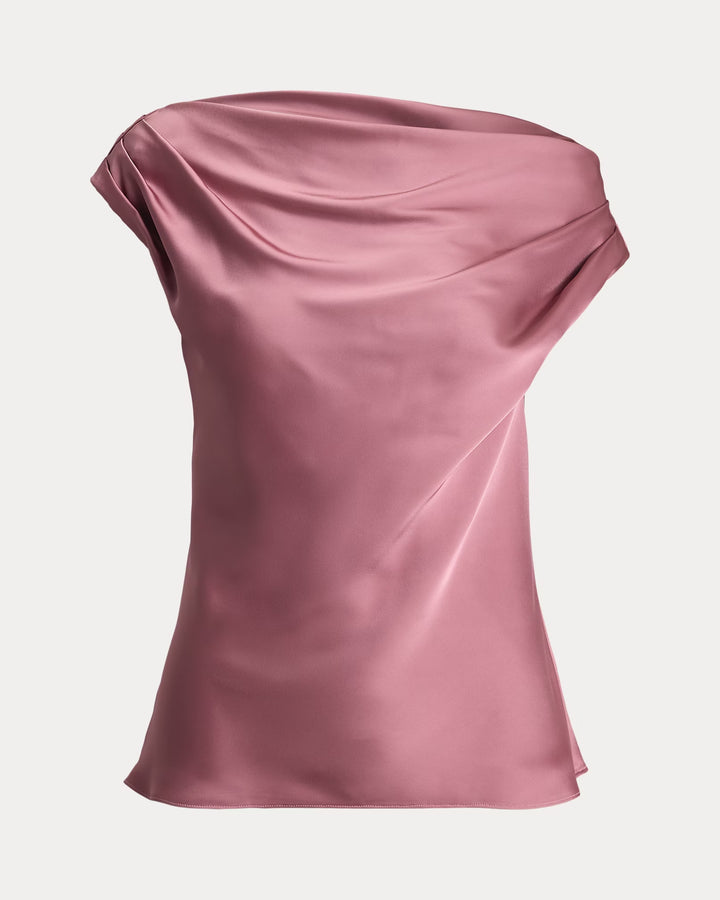 Ralph Lauren Satin Charmeuse Off-the-Shoulder Blouse