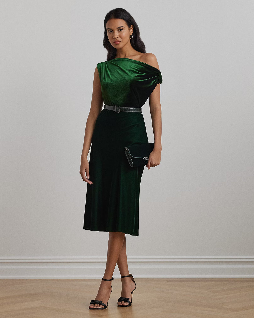 Ralph Lauren Stretch Velvet Off-the-Shoulder Blouse