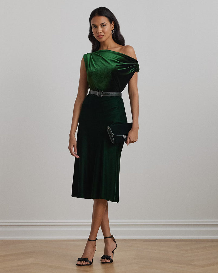 Ralph Lauren Stretch Velvet Off-the-Shoulder Blouse