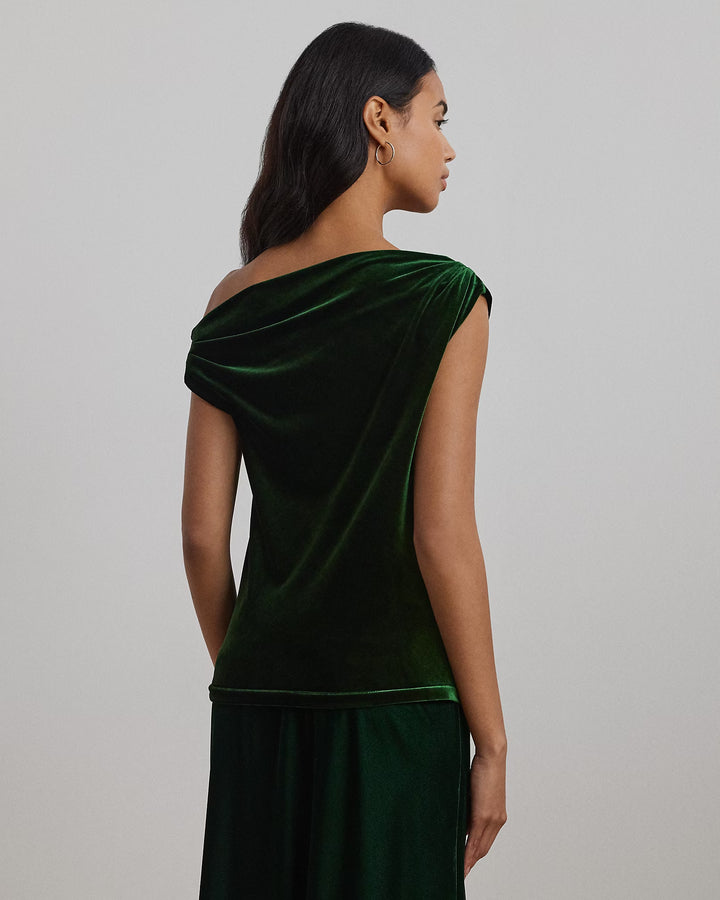 Ralph Lauren Stretch Velvet Off-the-Shoulder Blouse