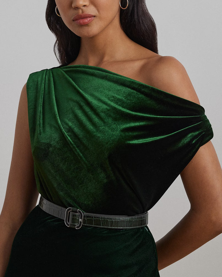 Ralph Lauren Stretch Velvet Off-the-Shoulder Blouse