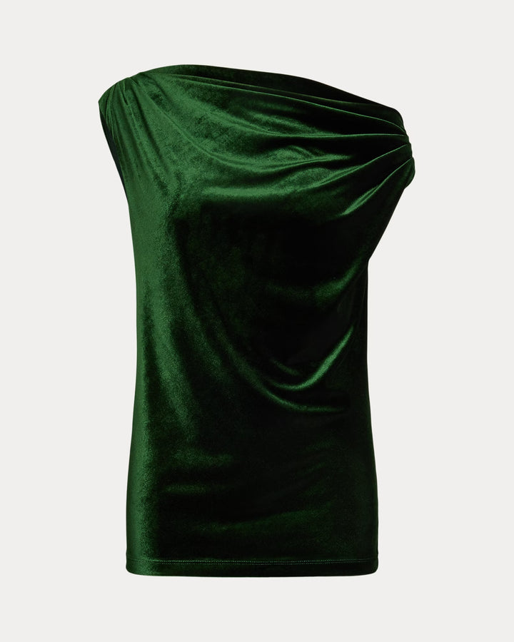 Ralph Lauren Stretch Velvet Off-the-Shoulder Blouse