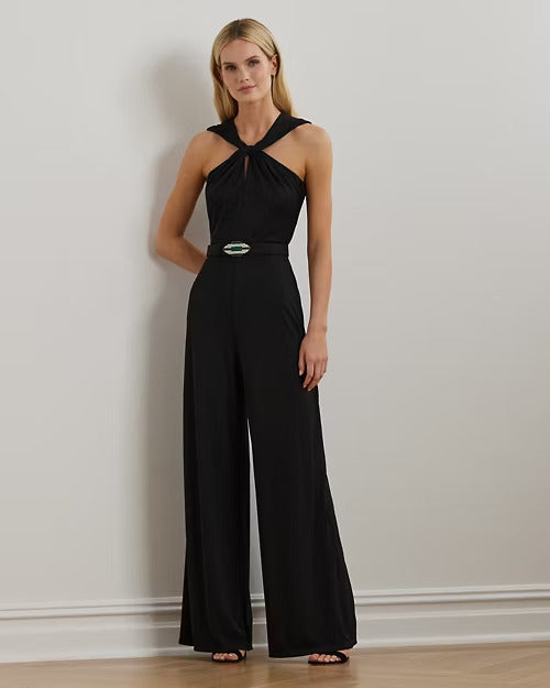 Ralph Lauren Belted Jersey Twist-Front Jumpsuit