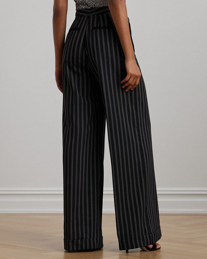 Ralph Lauren Striped Wool-Blend Twill Wide-Leg Pant