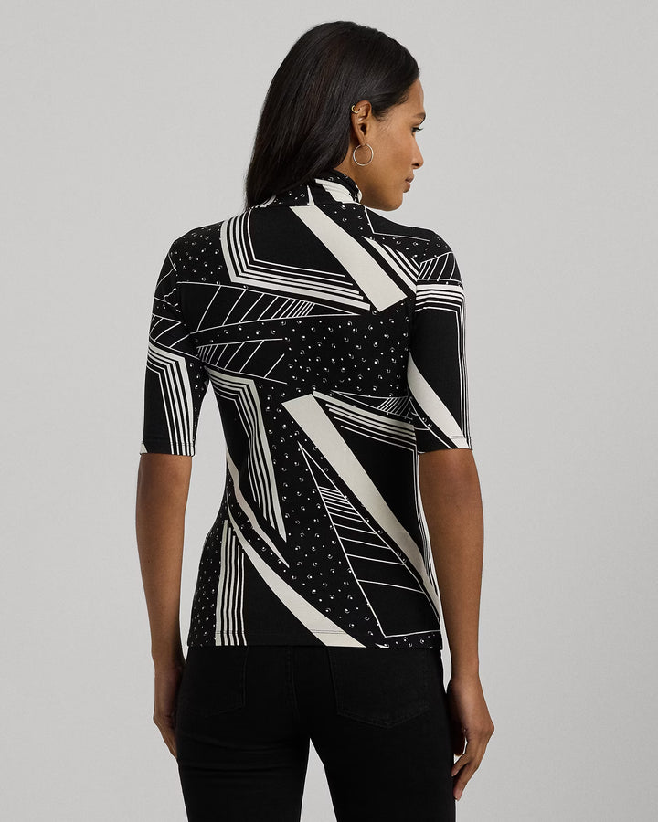 Ralph Lauren Geo-Print Stretch Jersey Turtleneck