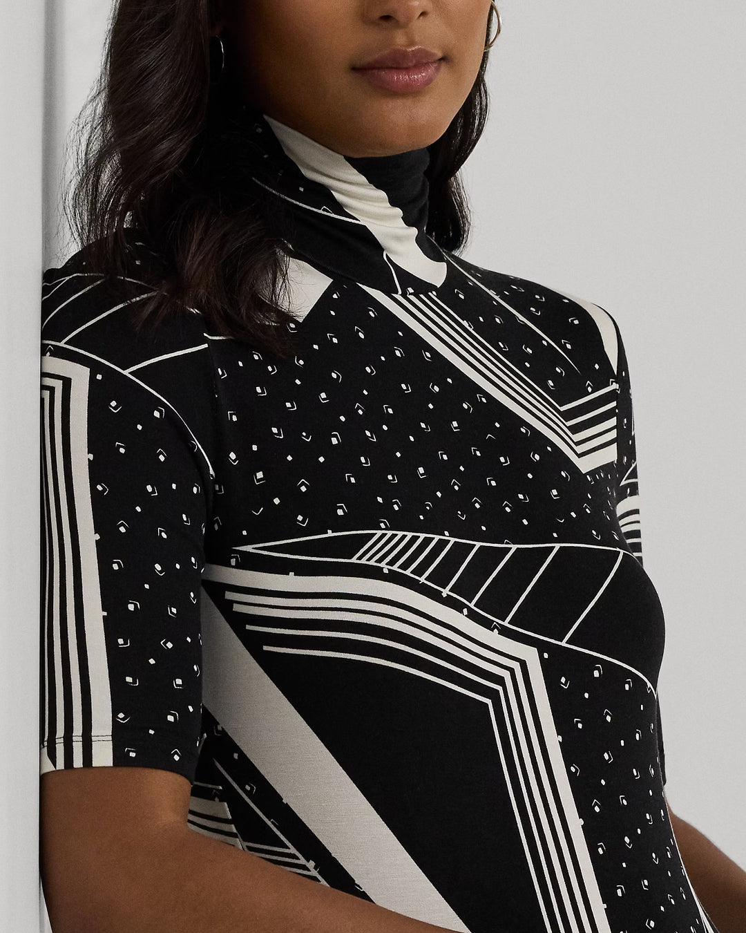 Ralph Lauren Geo-Print Stretch Jersey Turtleneck