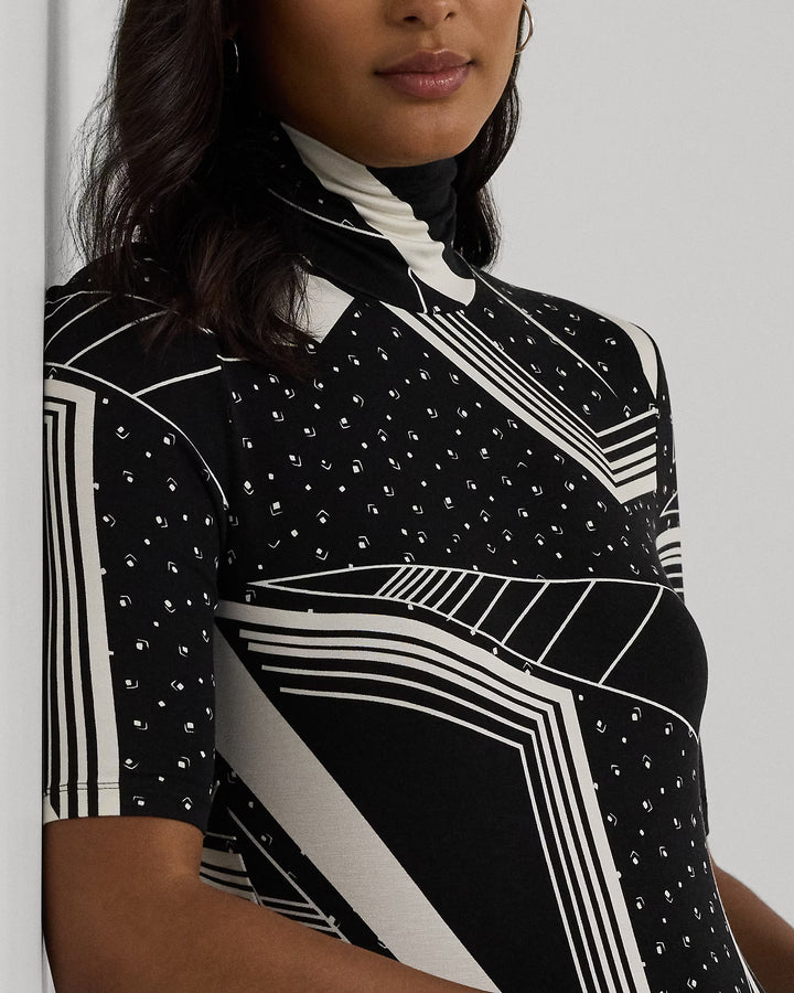 Ralph Lauren Geo-Print Stretch Jersey Turtleneck