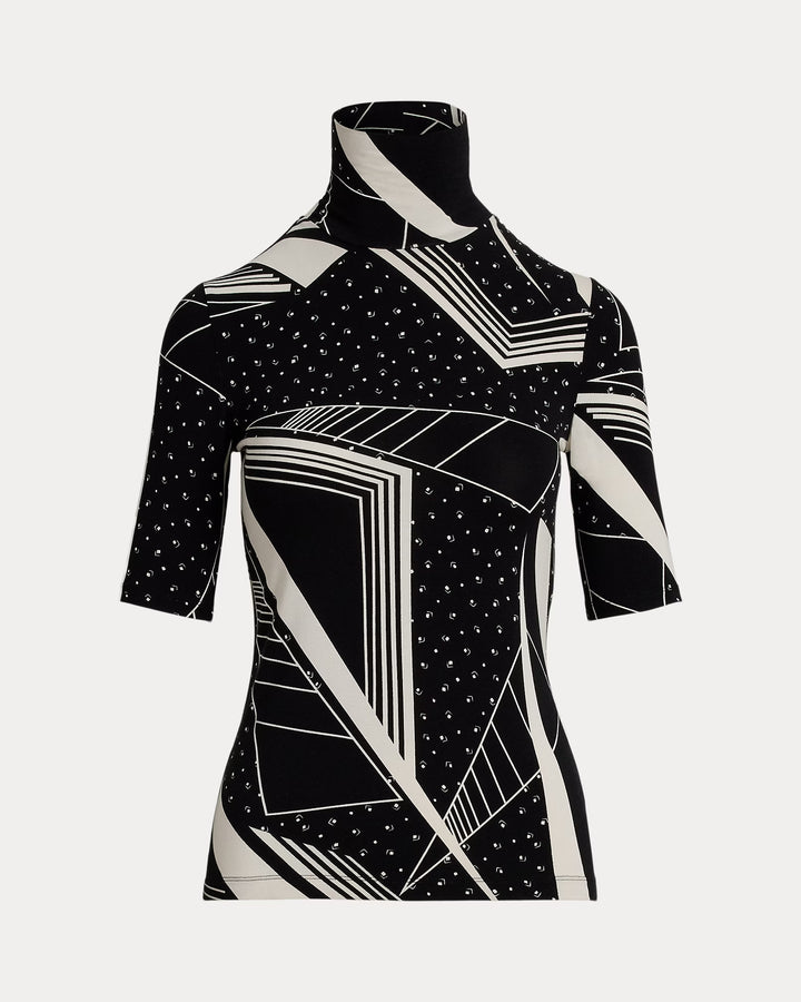 Ralph Lauren Geo-Print Stretch Jersey Turtleneck