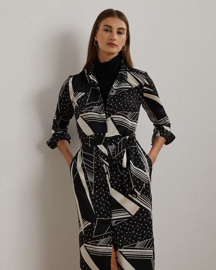 Ralph Lauren Geo-Print Belted Twill Shirtdress