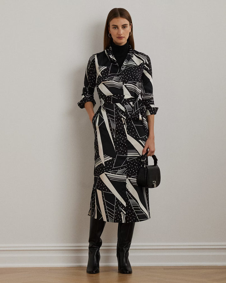Ralph Lauren Geo-Print Belted Twill Shirtdress
