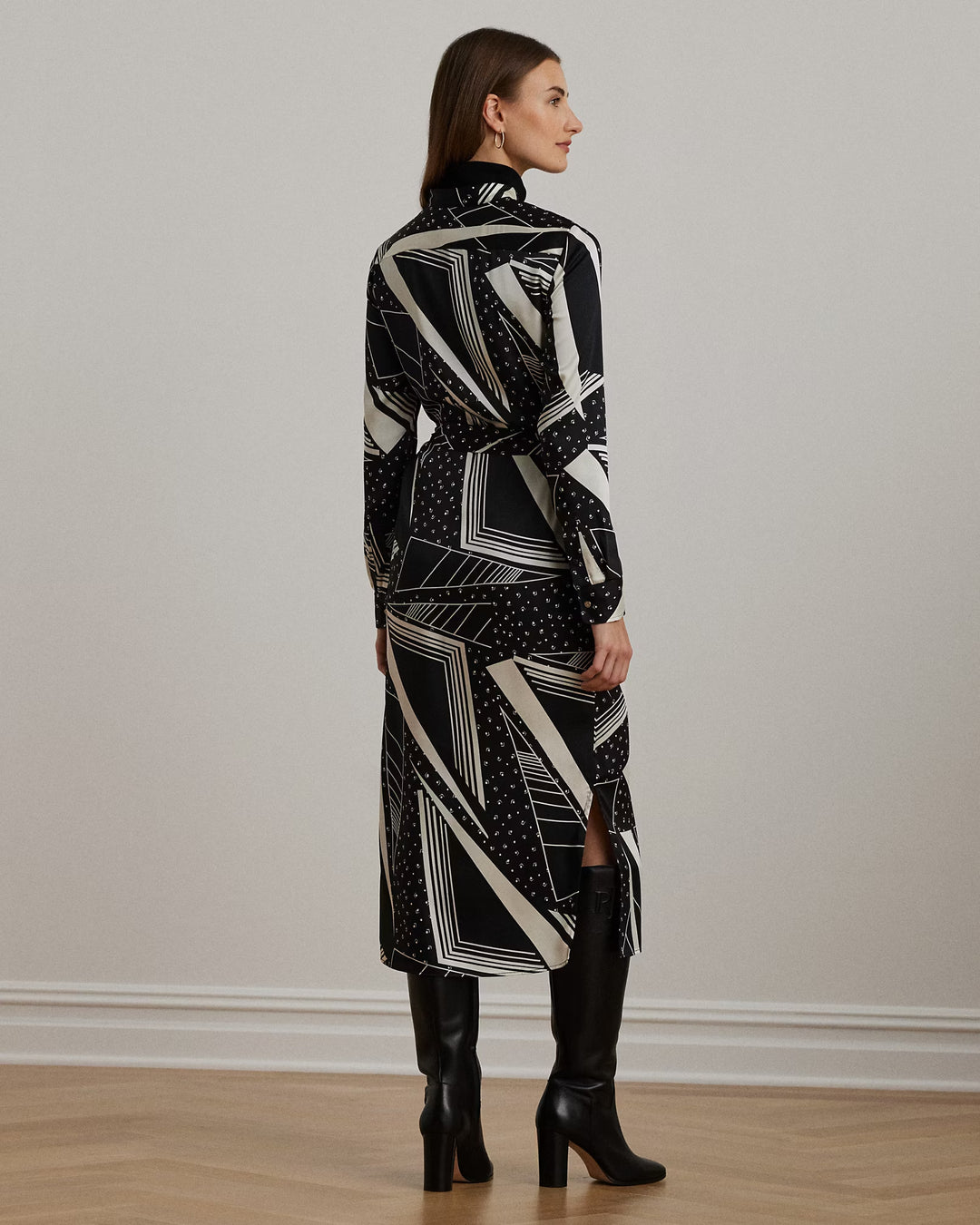 Ralph Lauren Geo-Print Belted Twill Shirtdress