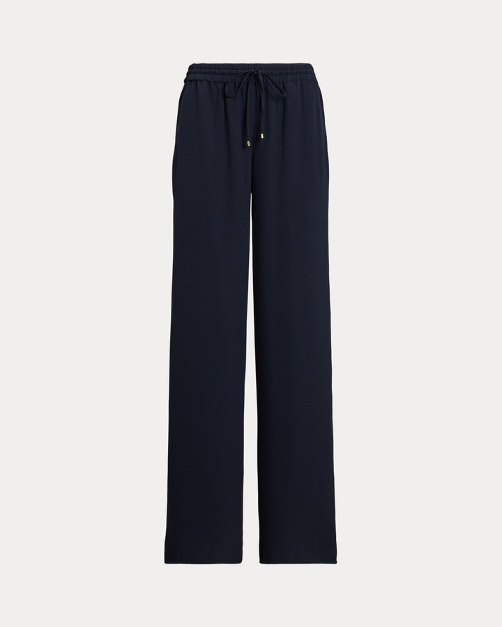 Ralph Lauren Side-Stripe Georgette Wide-Leg Pant