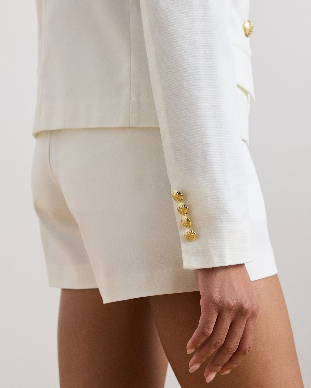 Ralph Lauren Double-Breasted Canvas Cropped Blazer