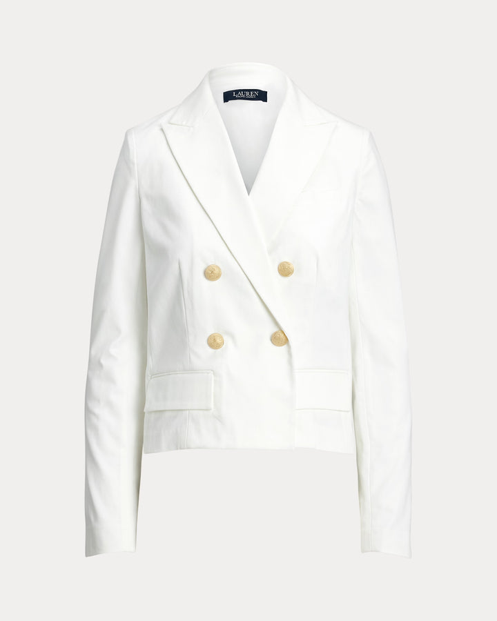 Ralph Lauren Double-Breasted Canvas Cropped Blazer