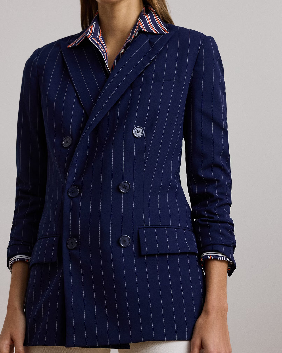 Ralph Lauren Pinstripe Double-Breasted Twill Blazer