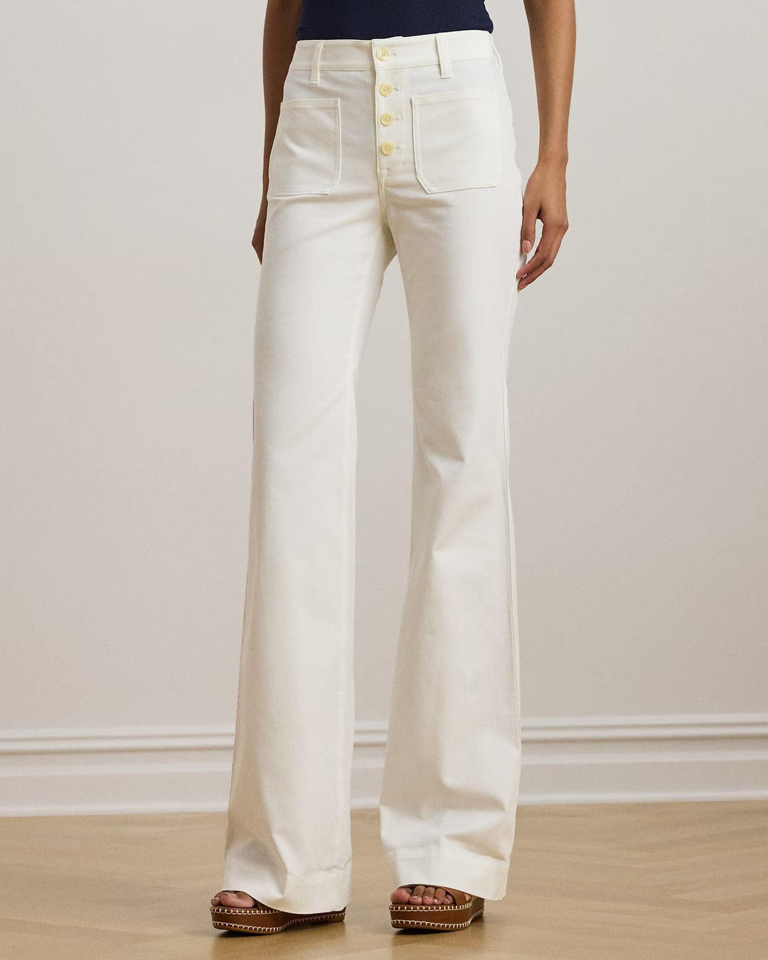 Ralph Lauren Stretch Cotton Canvas Wide-Leg Pant
