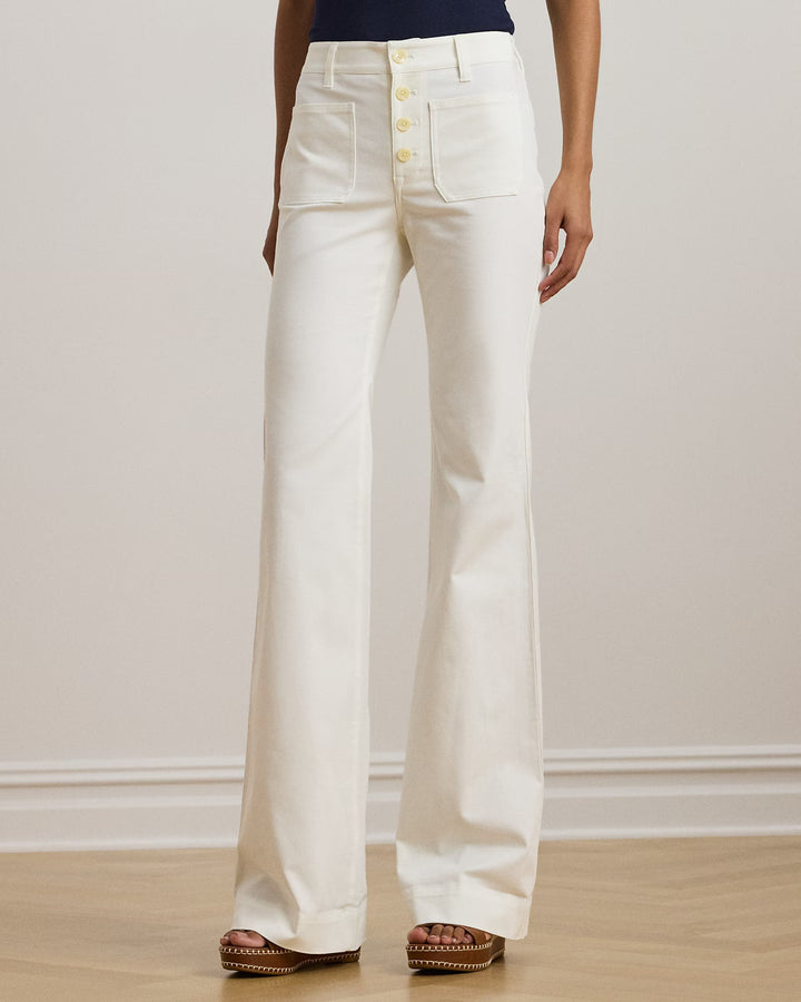 Ralph Lauren Stretch Cotton Canvas Wide-Leg Pant