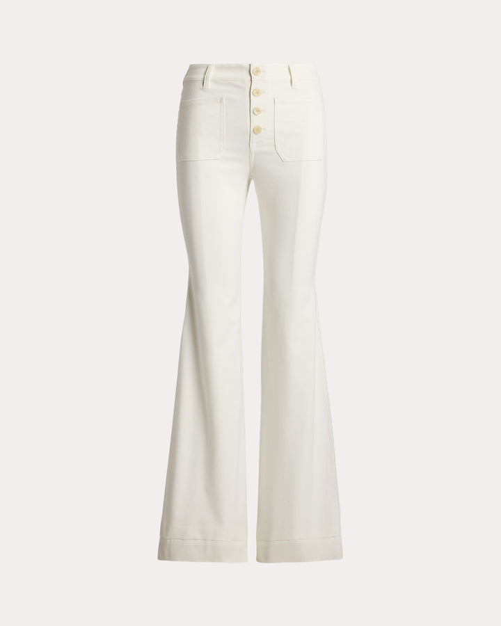 Ralph Lauren Stretch Cotton Canvas Wide-Leg Pant