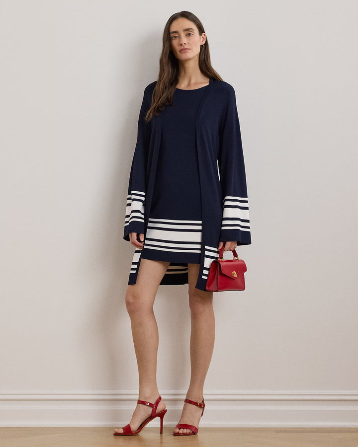 Ralph Lauren Two-Tone Cap-Sleeve Shift Sweater Dress