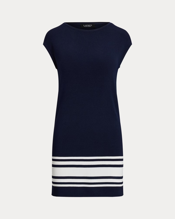 Ralph Lauren Two-Tone Cap-Sleeve Shift Sweater Dress