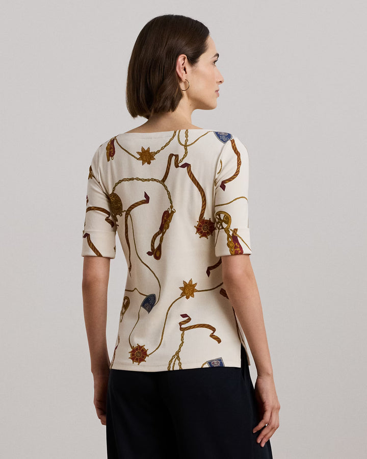 Ralph Lauren Print Stretch Cotton Boatneck Tee