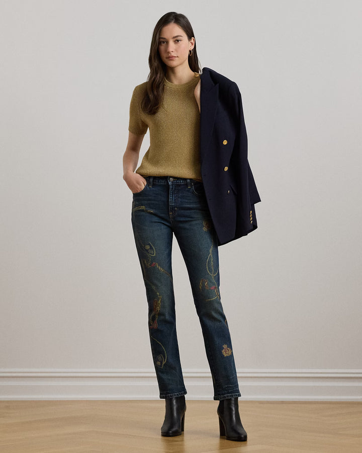 Ralph Lauren Print High-Rise Straight Ankle Jean