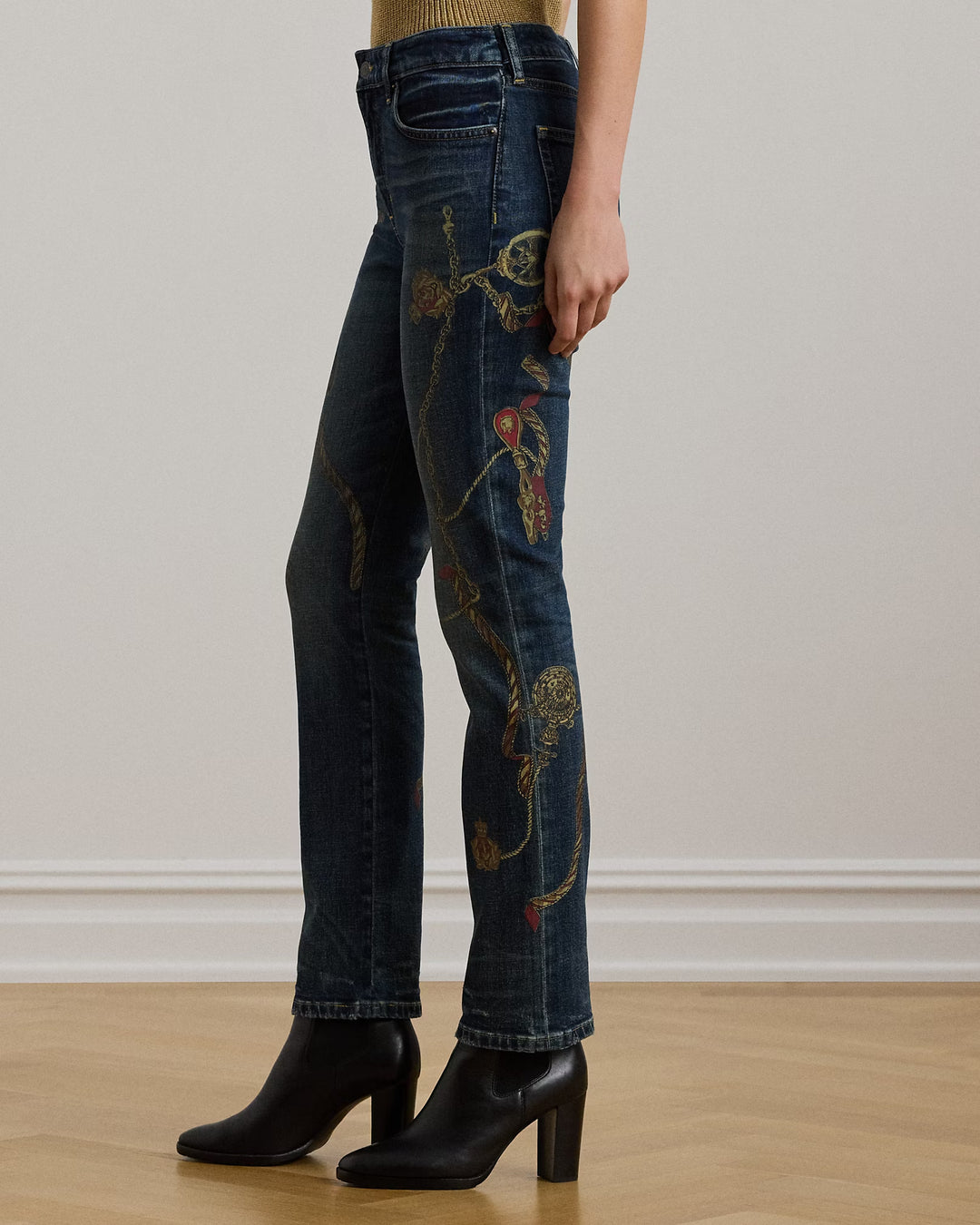 Ralph Lauren Print High-Rise Straight Ankle Jean