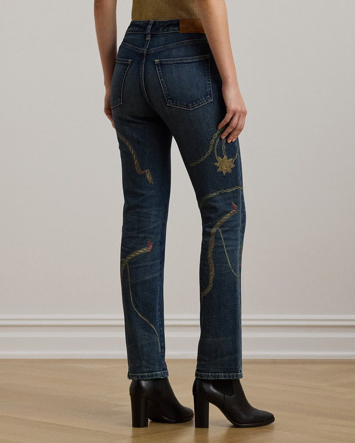 Ralph Lauren Print High-Rise Straight Ankle Jean