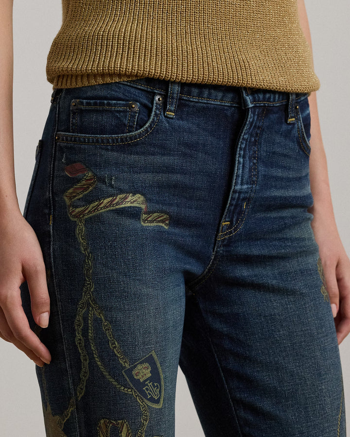 Ralph Lauren Print High-Rise Straight Ankle Jean