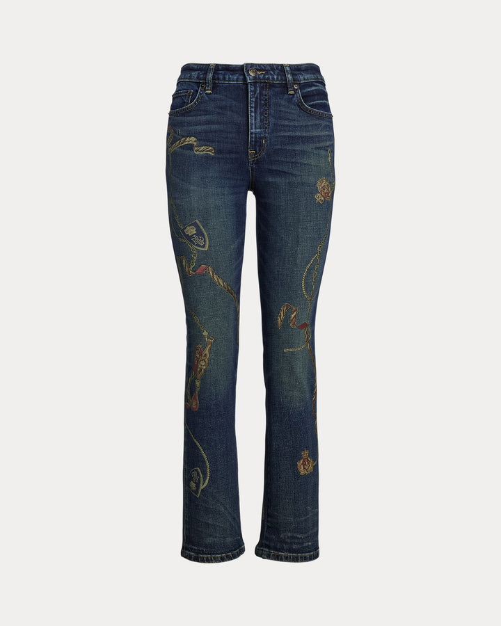 Ralph Lauren Print High-Rise Straight Ankle Jean