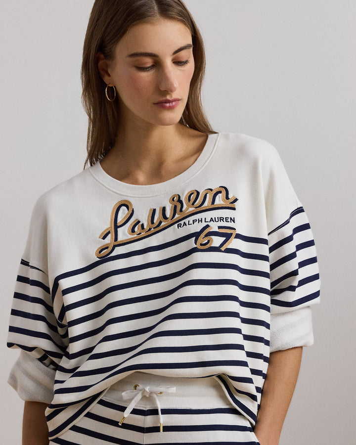 Ralph Lauren Striped French Terry Cropped Sweatshirt