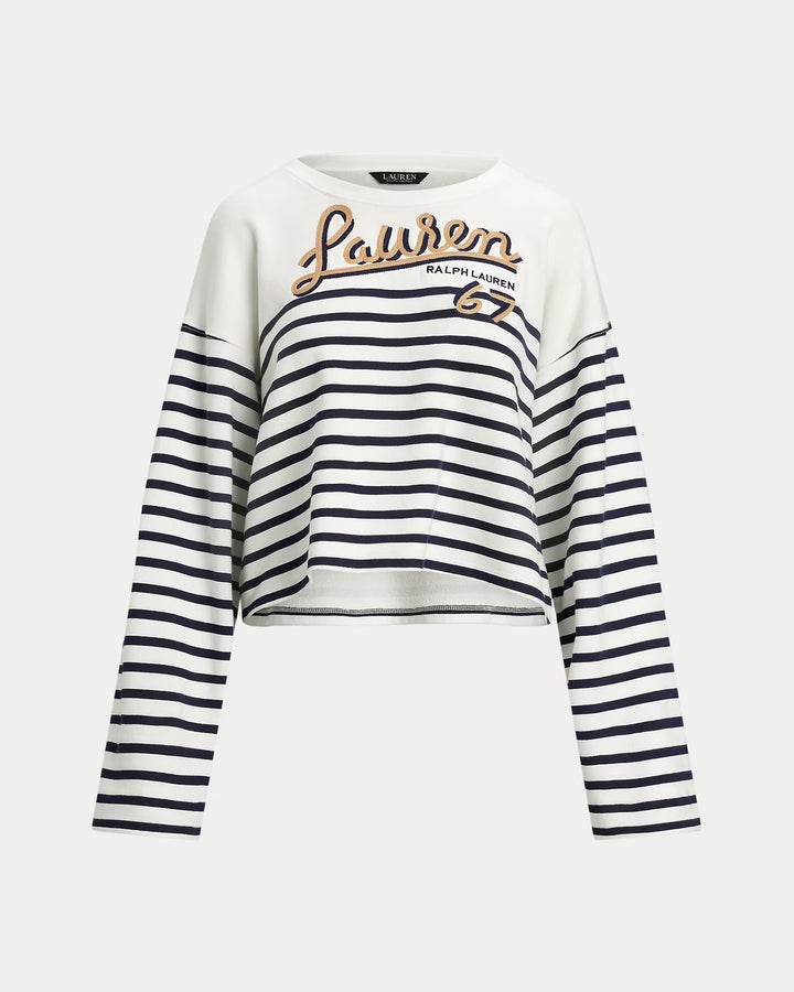 Ralph Lauren Striped French Terry Cropped Sweatshirt
