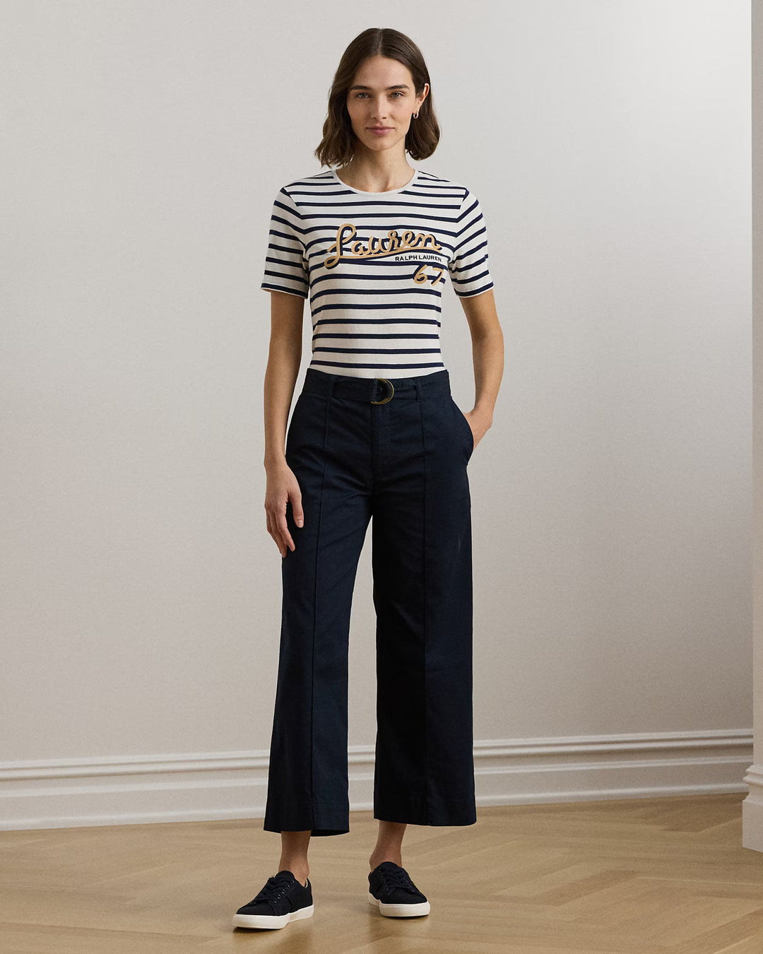 Ralph Lauren Logo Striped Cotton-Blend Jersey Tee