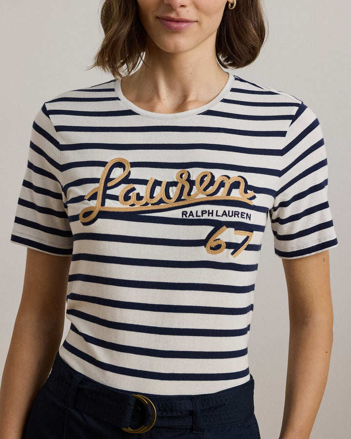 Ralph Lauren Logo Striped Cotton-Blend Jersey Tee