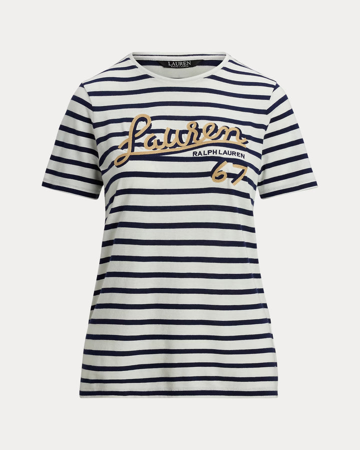 Ralph Lauren Logo Striped Cotton-Blend Jersey Tee