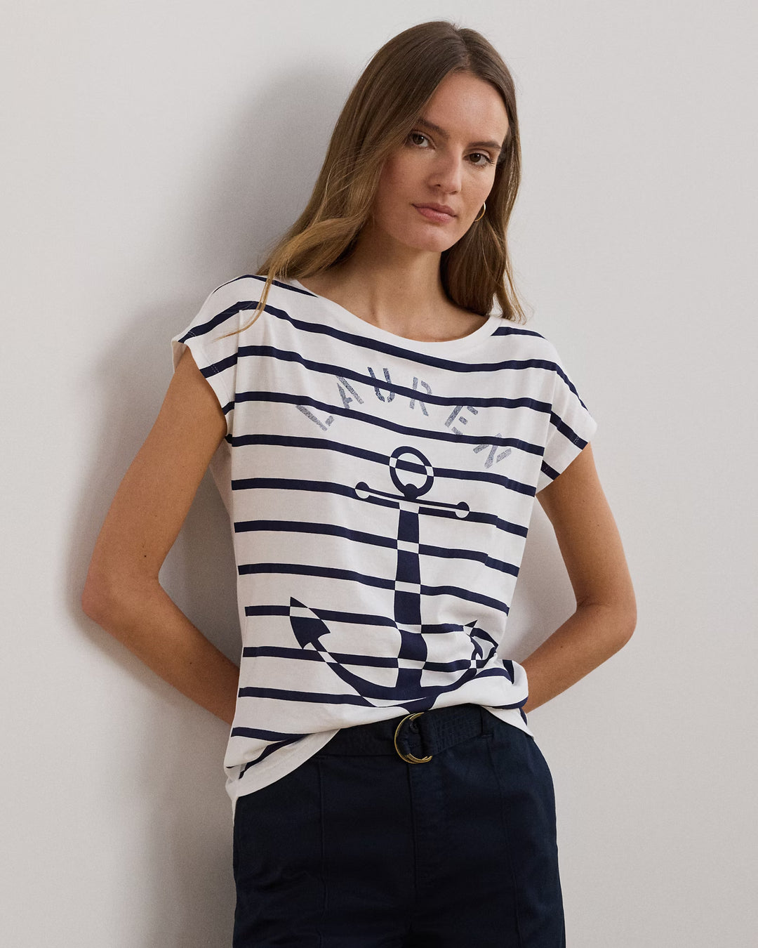 Ralph Lauren Striped Anchor-Graphic Jersey Tee