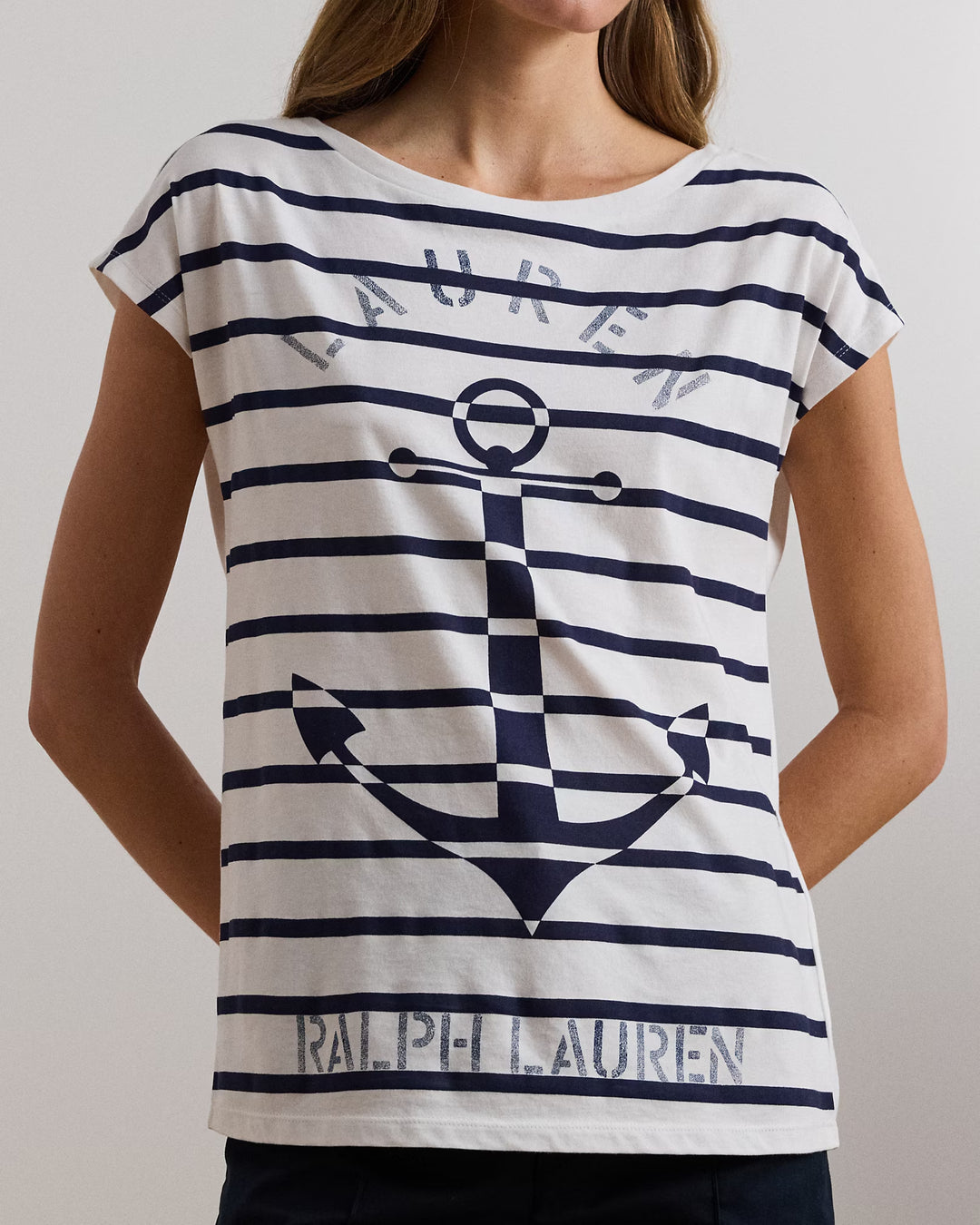 Ralph Lauren Striped Anchor-Graphic Jersey Tee