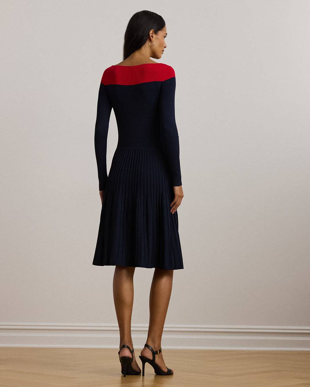 Ralph Lauren Two-Tone Pointelle-Knit Dress