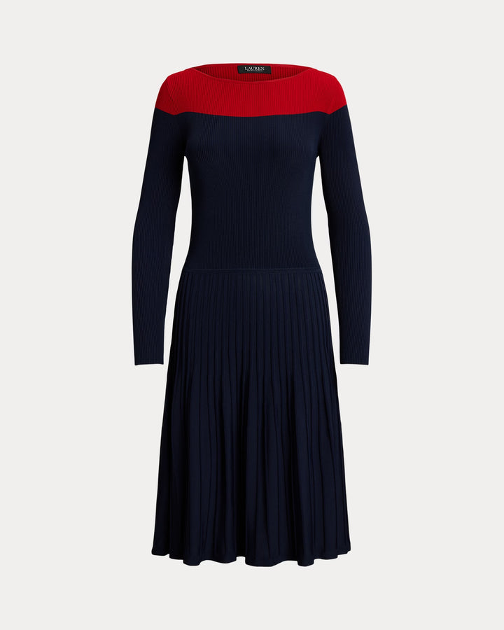 Ralph Lauren Two-Tone Pointelle-Knit Dress