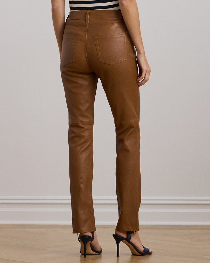 Ralph Lauren High-Rise Lambskin Straight Ankle Pant