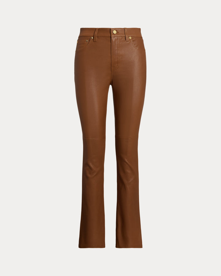 Ralph Lauren High-Rise Lambskin Straight Ankle Pant