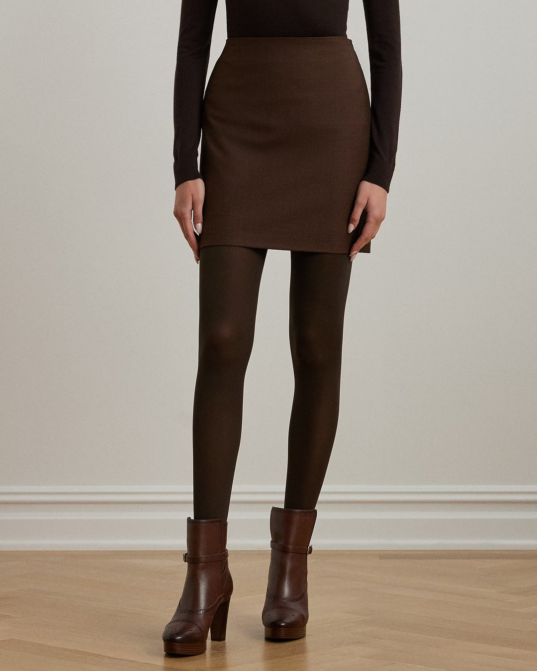 Ralph Lauren Glen Plaid Wool-Blend Pencil Miniskirt