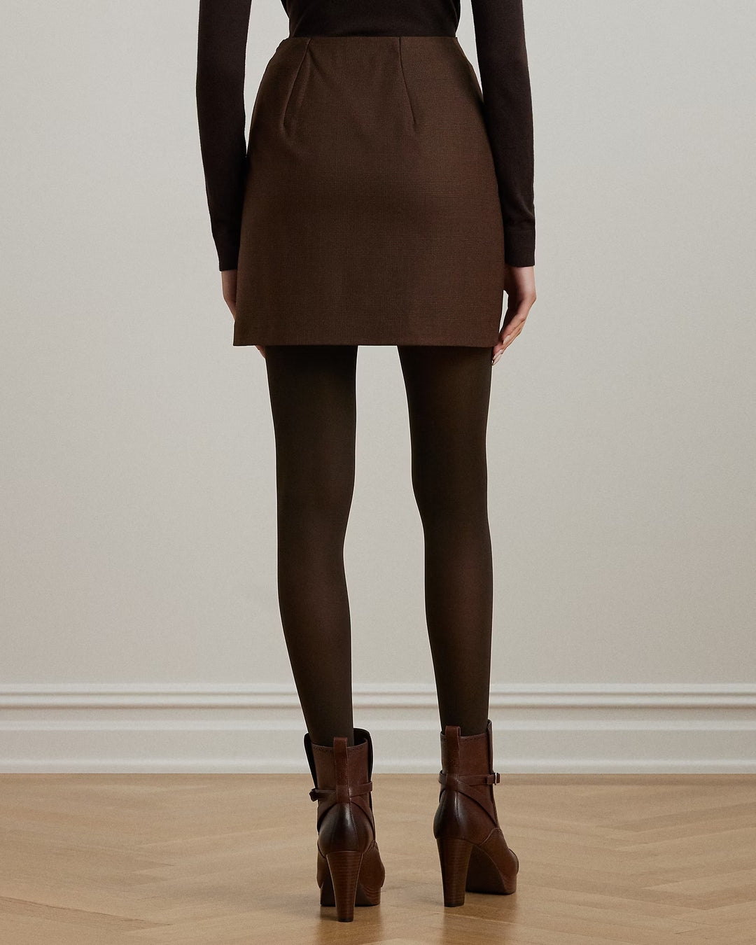 Ralph Lauren Glen Plaid Wool-Blend Pencil Miniskirt