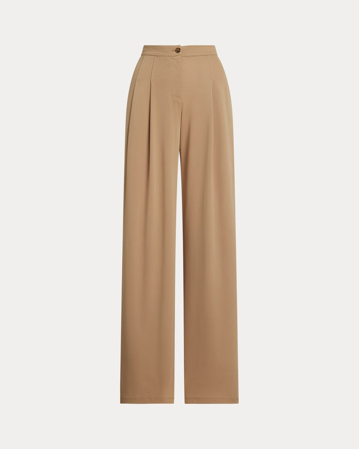 Ralph Lauren Pleated Stretch Jersey Wide-Leg Pant