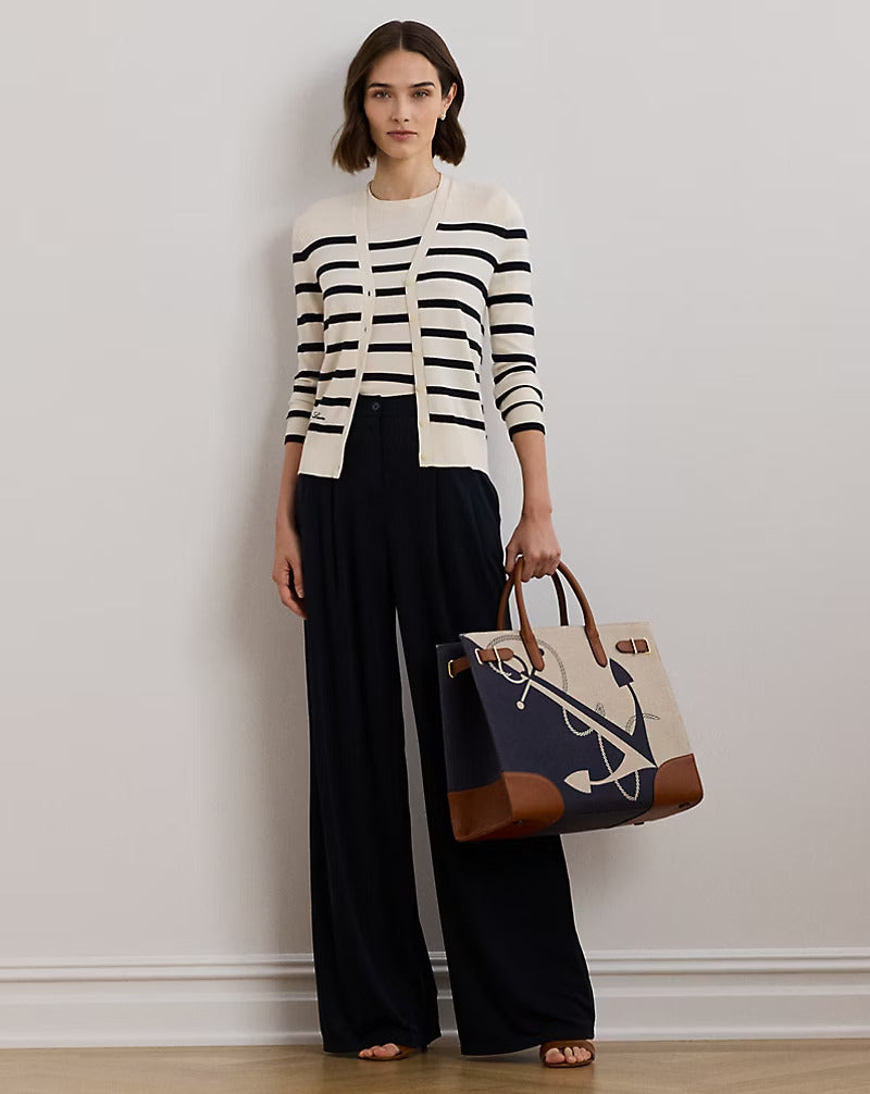 Ralph Lauren Pleated Stretch Jersey Wide-Leg Pant