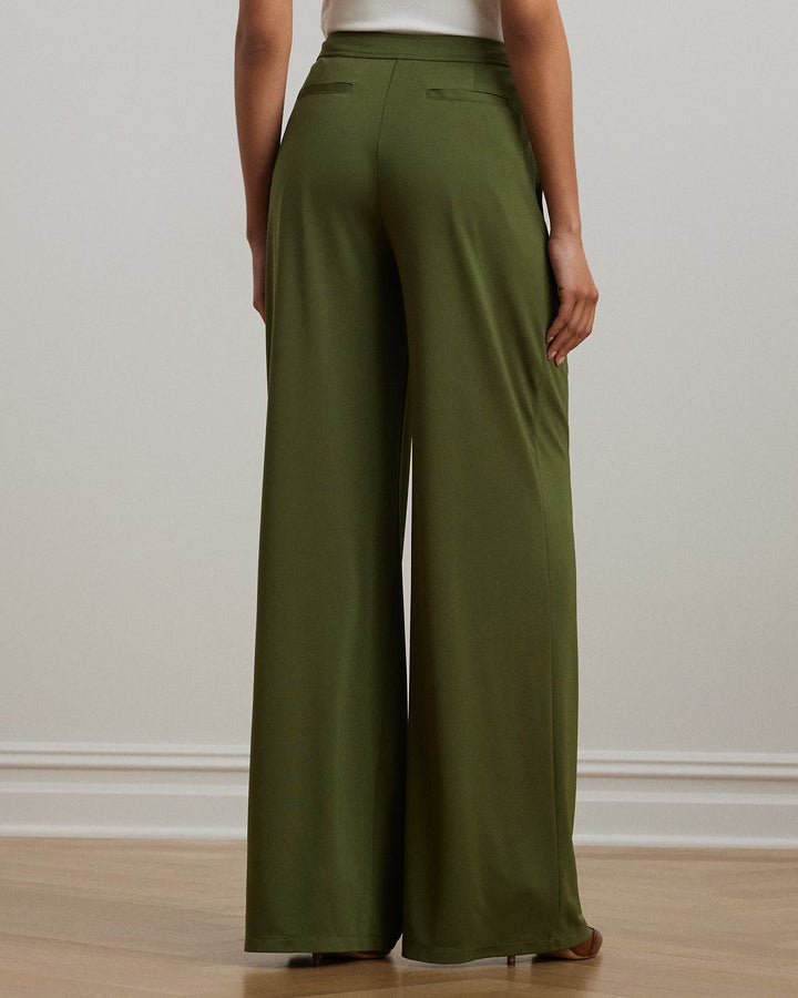 Ralph Lauren Pleated Stretch Jersey Wide-Leg Pant